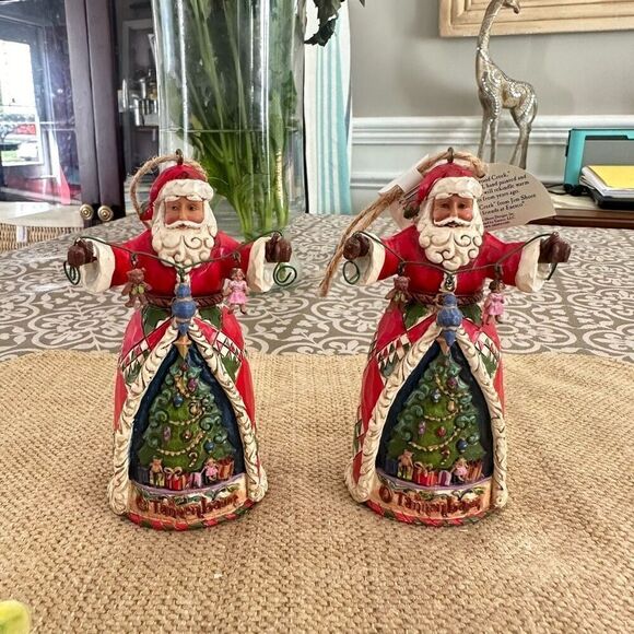 Jim Shore Heartwood Creek "O Tannenbaum Santa" Hanging Ornament 2 Pieces - Picture 1 of 7